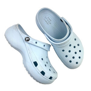 Crocs Iconic Comfort Chunky Thick Sole Blue Clogs Sandals Womens 9